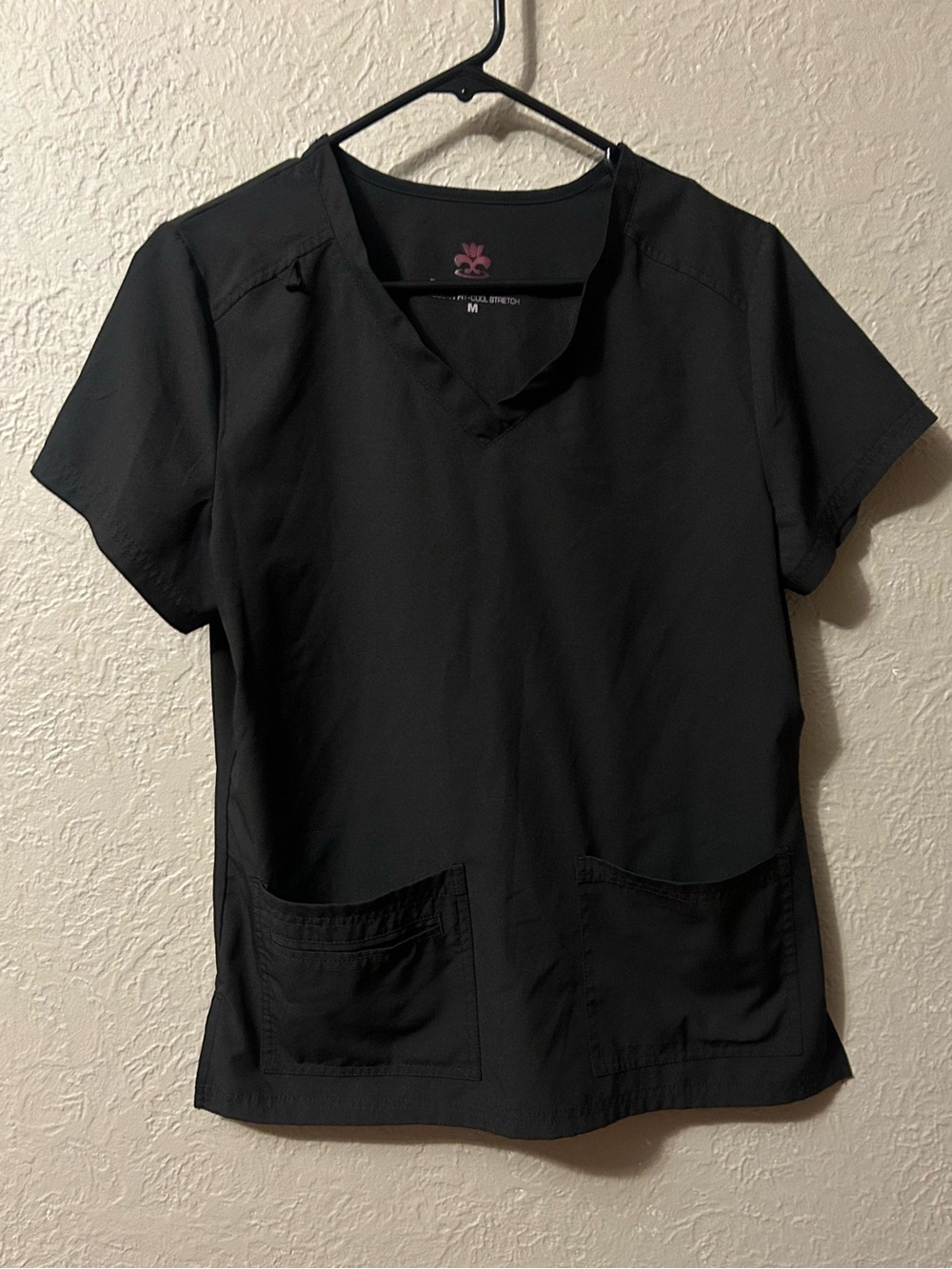 Women's Black V-Neck Short Sleeve Scrub Top by Natural Life